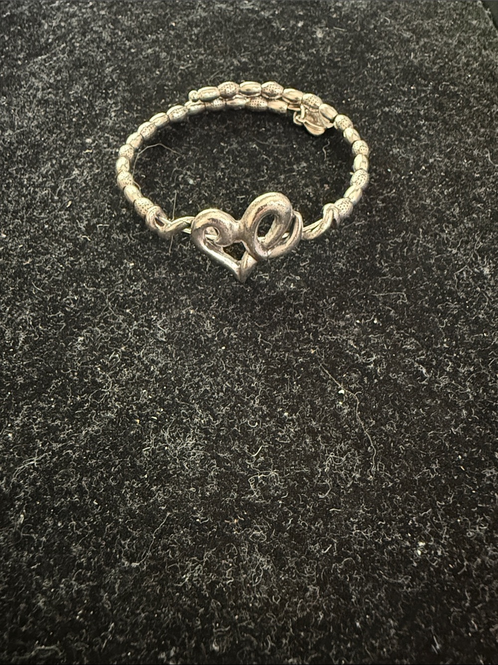 Alex and Ani Women's Silver Heart Double-Loop Bracelet - Elegant Silver